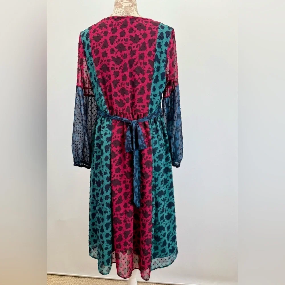 MATILDA JANE Burgundy and blue A Little Party velvet burnout hi lo dress size S - Picture 10 of 16